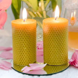 Honeycomb pillar candles hand-rolled