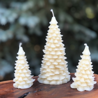 White Beeswax Candle Pine Tree