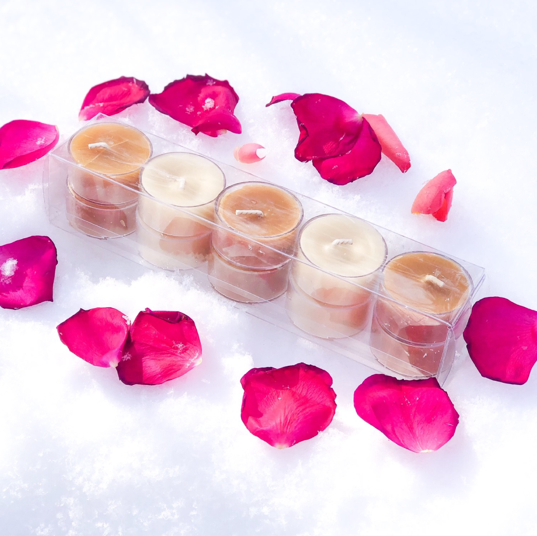 100% Pure Beeswax Tea Light Candles 10 Pack Mixed