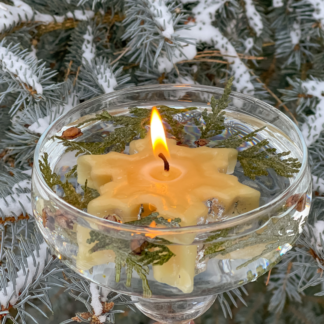 Floating Snowflake Beeswax Candle