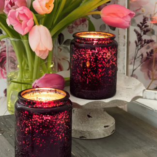 Purple Crackle Glass Jar Beeswax Candle