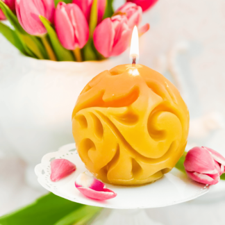 Casted Ball Beeswax Candle Spring 1