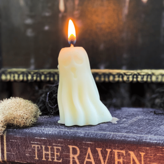 White Beeswax Small Nerdy Ghost Candle