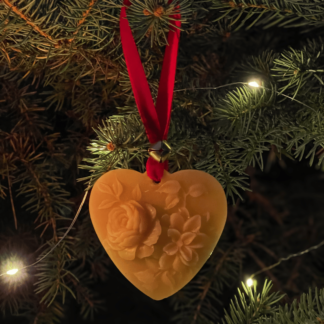 Rose Heart Beeswax Christmas Ornament