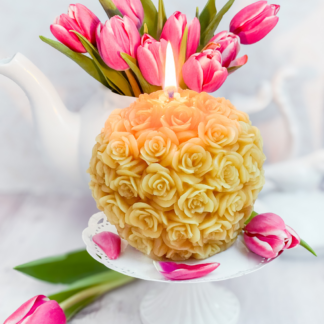 Large Rose Ball Beeswax Candle Spring 1